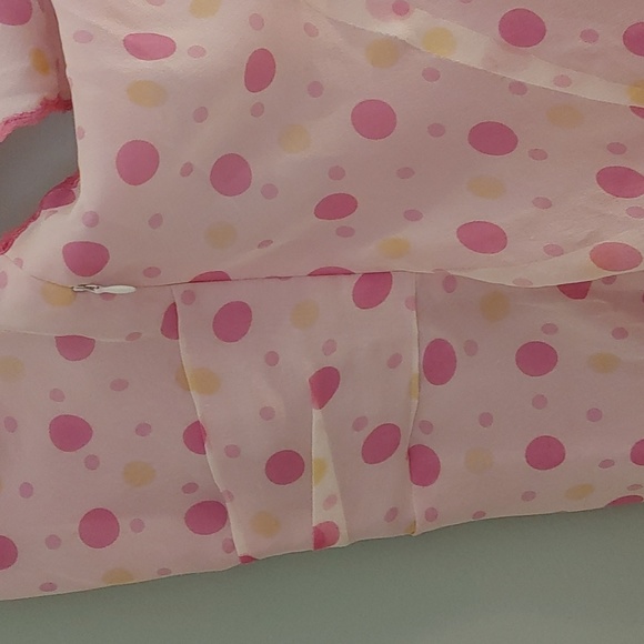 Vintage 100% Silk Dress Size 14 Polka Dot Pink - Picture 10 of 16